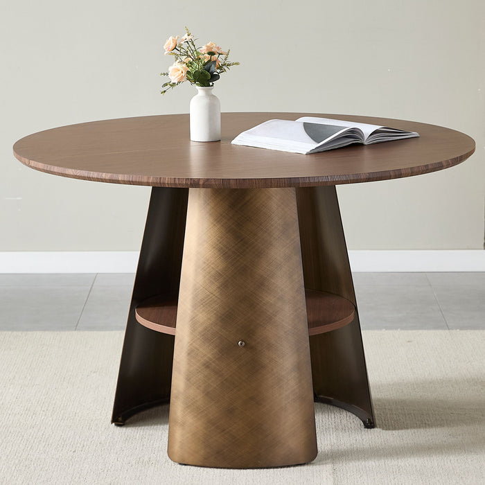 Round Dining Table - Reddish Brown / Walnut