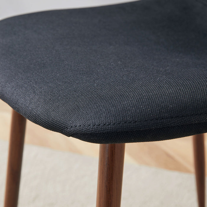 Luxury Simple Chair (Set of 4) Linen Cotton High Resilience Dining Chair With Metal Color Leg - Black / Walnut