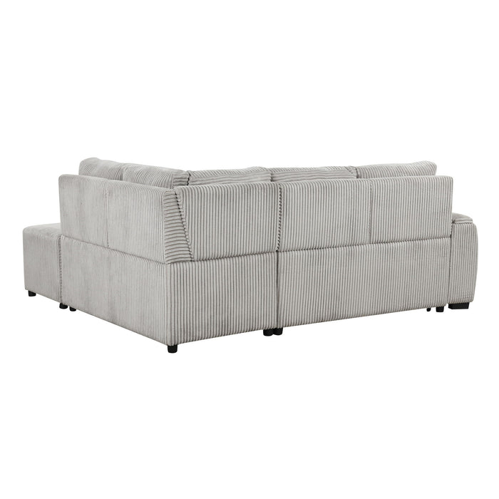 Pull-Out L-Shaped Sectional Sofa With Movable Ottoman And Stool, Large Storage Space, A Cup Holder, And 2 USB Ports For Living Room