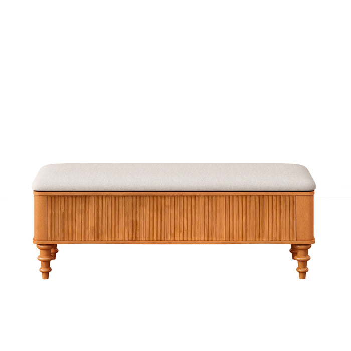 Storage Ottoman Bench For Living Room - Natural