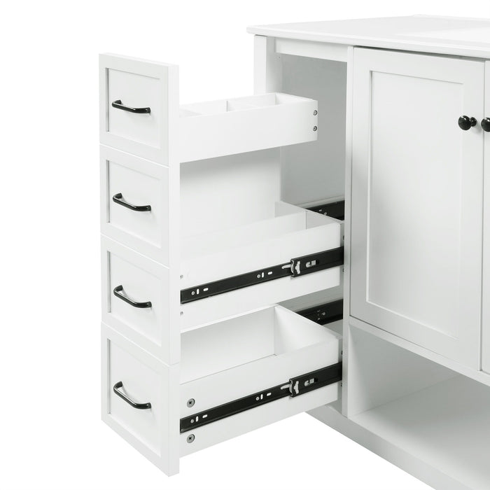 Bathroom Vanity With Sink Top, Bathroom Vanity Cabinet With 2 Doors And 2 Drawers, Open Shelf