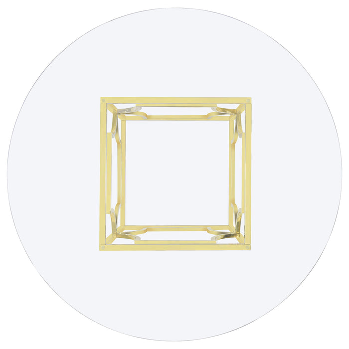 Krista - Round Glass Top Dining Table - Gold