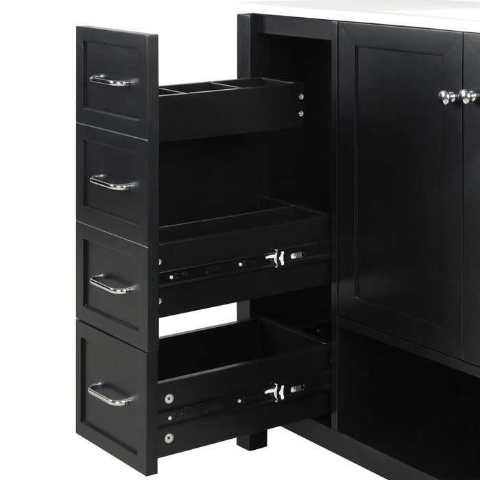 Bathroom Vanity With Sink Top, Bathroom Vanity Cabinet With 2 Doors And 2 Drawers, Open Shelf