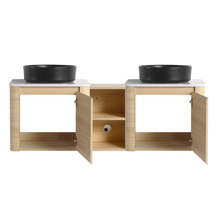 Mounted Bathroom Vanity With Art Sink, 1 Storage Shelf, Soft Close Door
