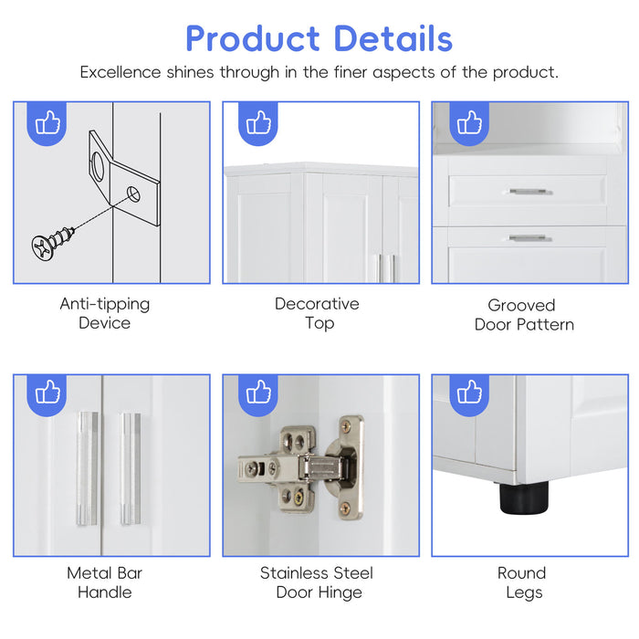 Tall Bathroom Cabinet With Tilt-Out Laundry Basket And Upper Storage