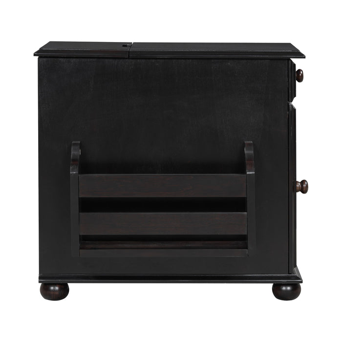 Vintage Flip Top Side Table With USB Ports