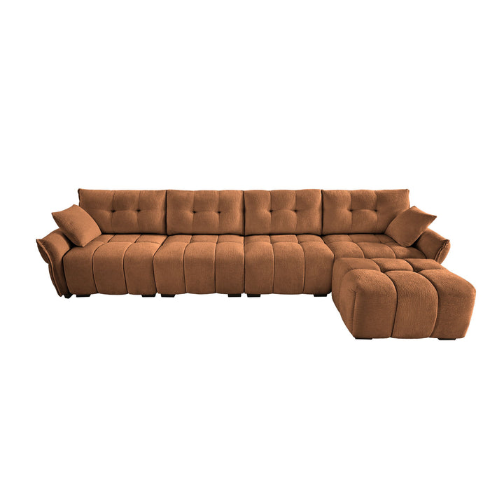 Sofa Set With Ottoman And Pillows, Textured, High Resilience Cushions