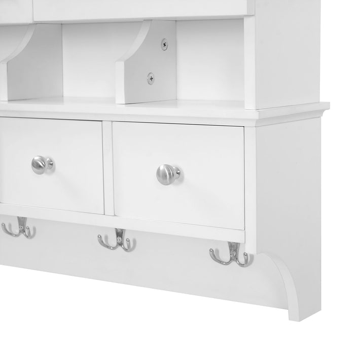 Modern Bathroom Mirror Cabinet With Drawers, Organizer Hooks, And High-Definition Mirrors