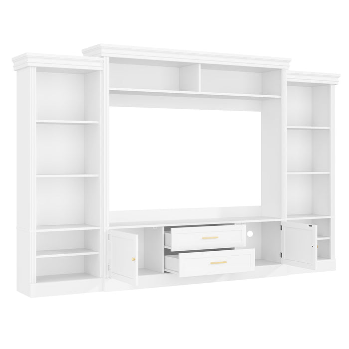 Elegant Entertainment Center Wall Unit With Bookshelves