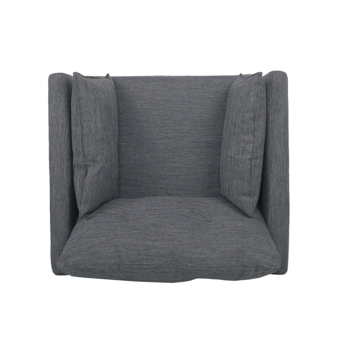 Enchantica - Upholstered Fabric Club Chair With Button Tufted And 2 Accent Pillows