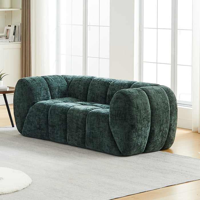 Quilted Cloud Sofa With Rounded Armrests And Piano Key Backrest Design