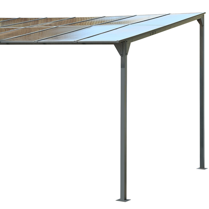 Outdoor Wall Mounted Gazebo With Sloped Roof Design, Uv Protection, And Durable Iron Frame - Gray