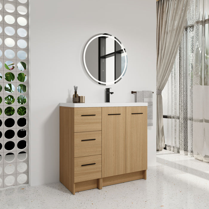 Wall Mounted Floating Bathroom Vanity With Sink, Door & Drawers Modular Cabinet