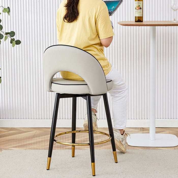 Modern Upholstered 360° Rotatable Bar Chair With Metal Legs For Dining Room (Set of 2)