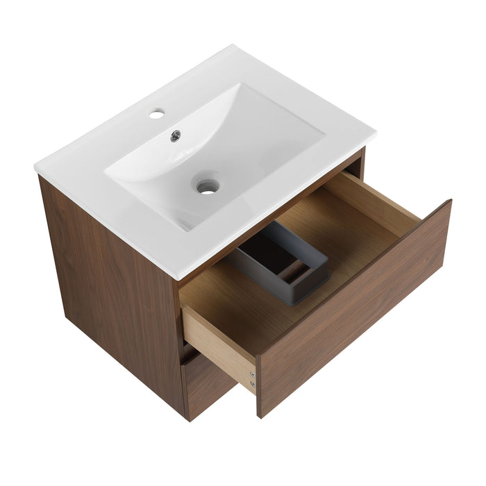 Wall Mounted Bathroom Vanity & Sink, 2 Soft Close Drawers