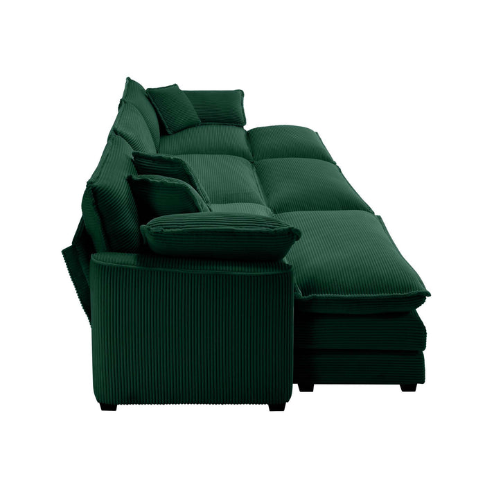 Modern Modular Cushion Sofa With Ottoman, Low Back, Deep Seating Sofa Set