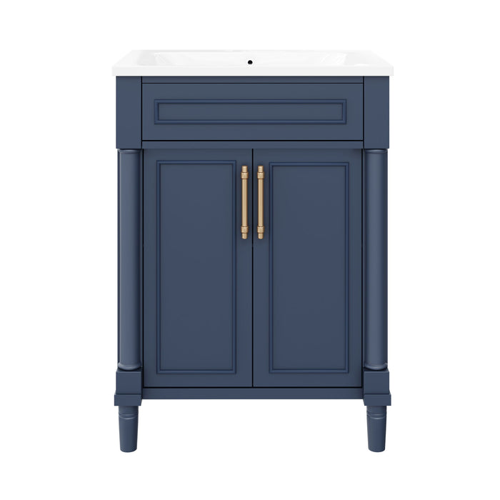 Bathroom Vanity With Integrated Sink, 2 Door Cabinet, Single Sink For Small To Medium Bathrooms