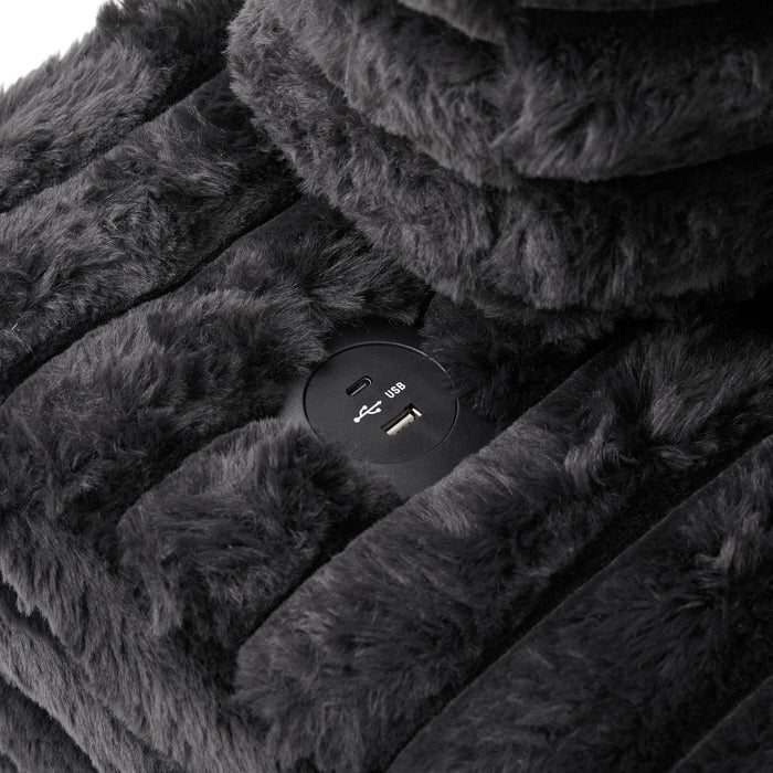 Plush Oversized Double Chaise Lounge Sofa Bed With USB Ports And Cup Holders