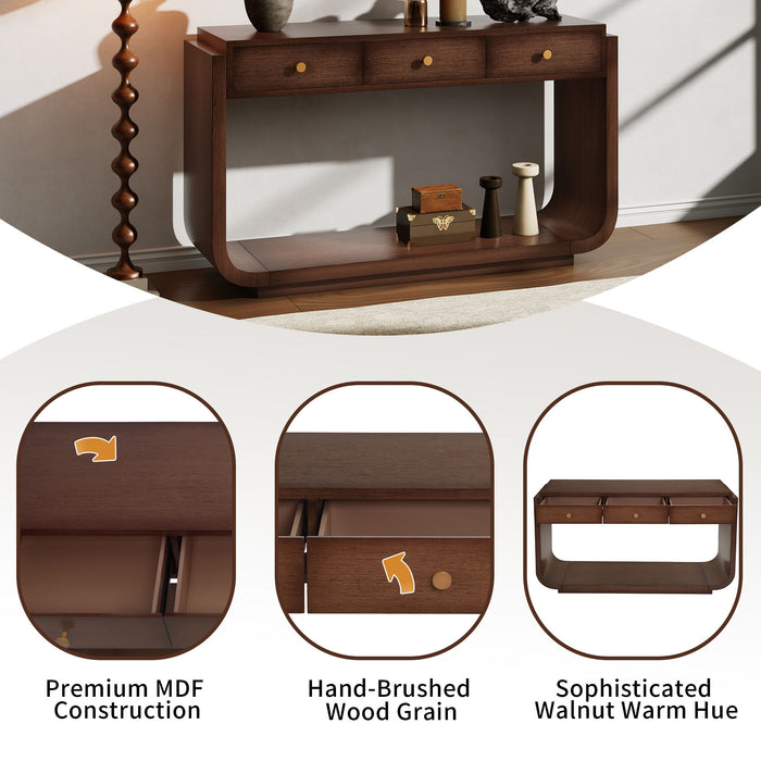 Console Table With 3 Drawers, Display Shelf