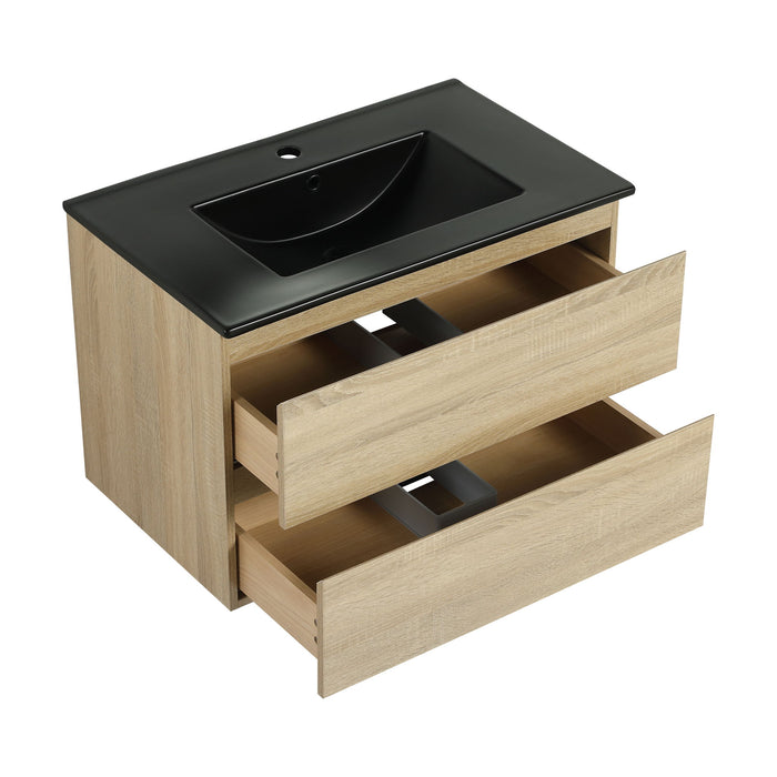 Wall Mounted Bathroom Vanity With Sink, 2 Soft Close Drawers