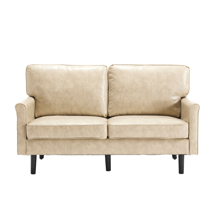 Mid Century Modern Loveseat Sofa With USB Ports, Removable Pillow Cover