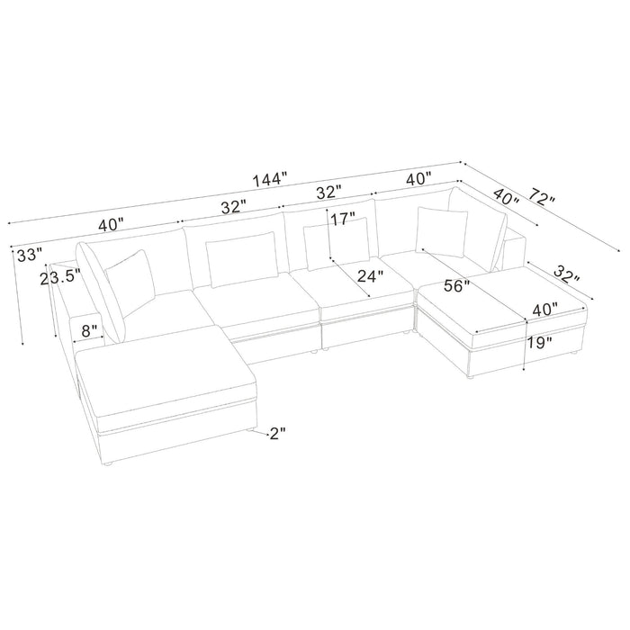 Upholstered Modular Sectional & Custom Configuration And Toss Pillows