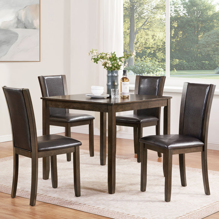 5 Piece Dining Table Set With Chairs - Dark Walnut