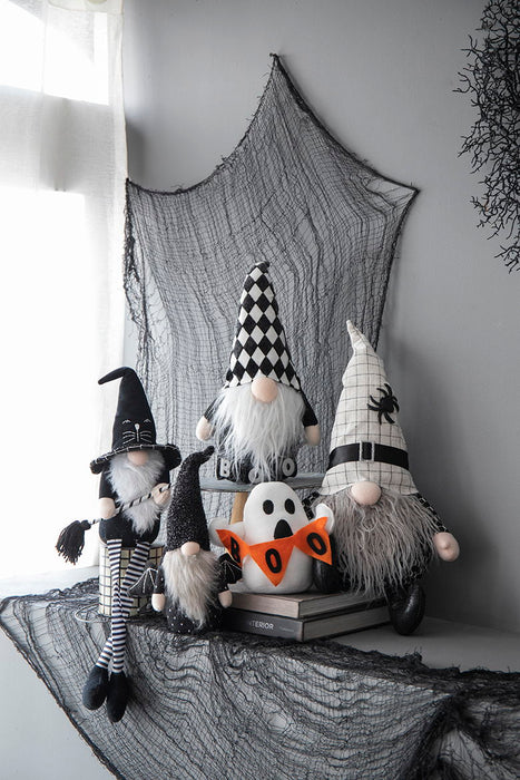 Gnome Decor, For Halloween Decor - Black / White
