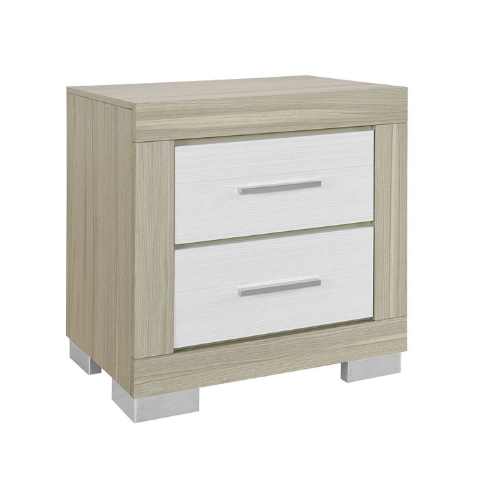 Elsa - 2 Toned Nightstand With Bar Handle And Spacious Drawers