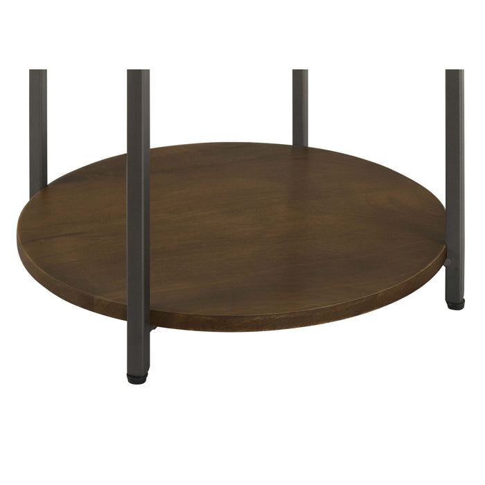 Bleskin - Round Accent Side Table With Shelf - White