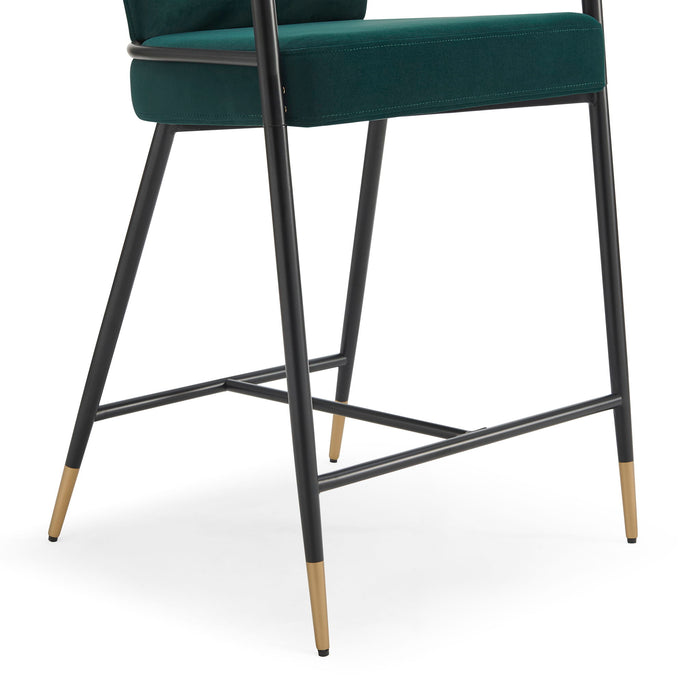Contemporary Upholstered Counter Stool Set With Metal Frame