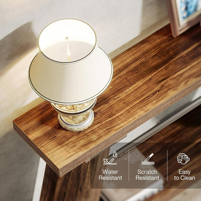 Console Table Extra Long Sofa Table With 2 Tier Shelves For Living Room
