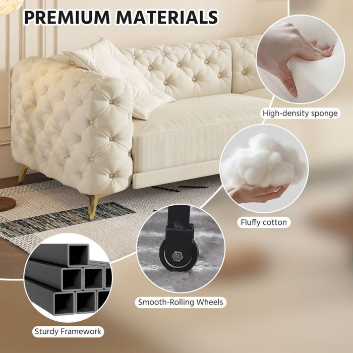 3 In 1 Convertible Sleeper, Deep Seat Pull Out Sofa Bed, Button Tufted