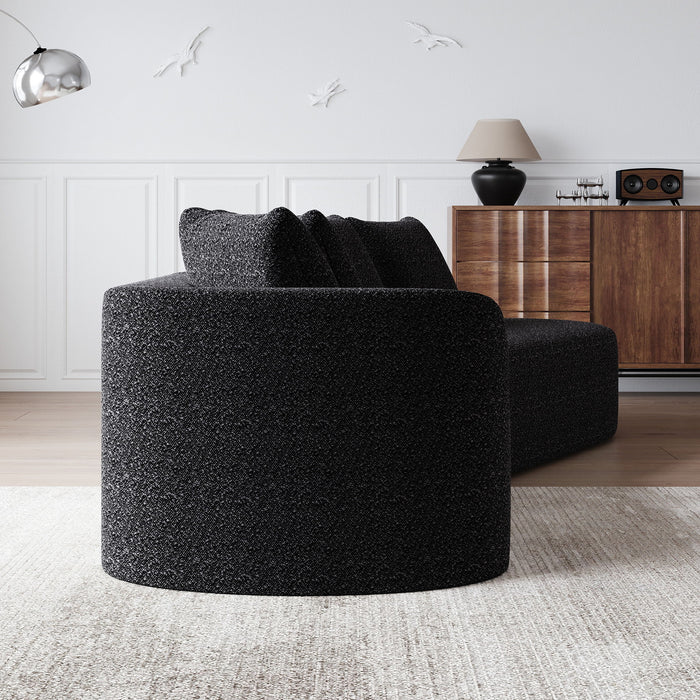 Upholstered Oversized Sectional Sofa, 4 Seater Extra Deep & Wide Curved Cloud Couch With 4 Throw Pillows For Living Room - Black