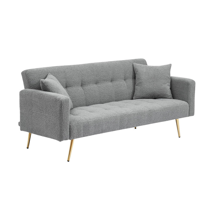 Teddy Fleece Sofa Bed With Luxurious Throw Pillows