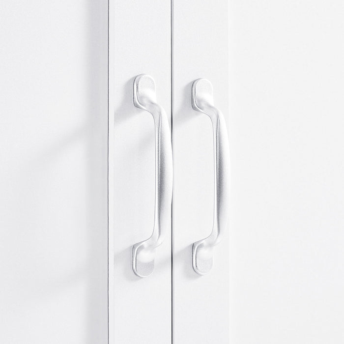 Tall Bathroom Storage Cabinet With 4 Doors 3 Drawers Adjustable Shelves - White