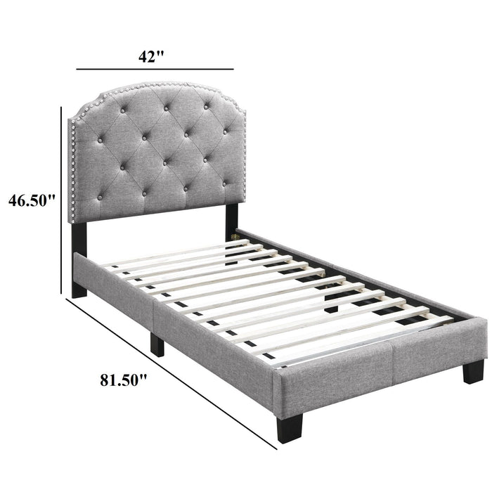 Button Tufted Bed With Nailhead Trim
