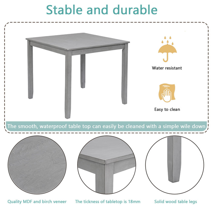 5 Piece Dining Table Set With 4 Chairs For Kitchen - Gray