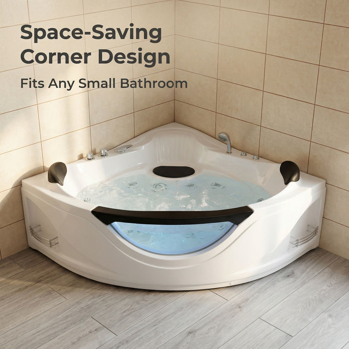 Xavier - Double Corner Massage Bathtub - Milk White