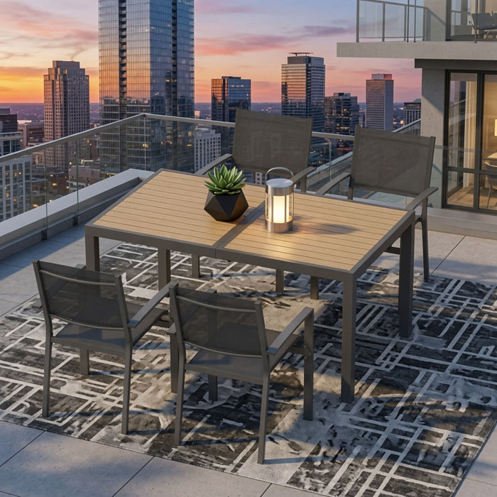 5 Piece Patio Dining Set With Table And Chairs For Outdoor Use - Gray