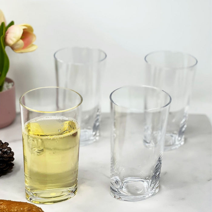 Halo - Leading Ware Oval Tritan Glasses (Set of 4) Hi Ball 15Oz Plastic Bpa Free - Clear