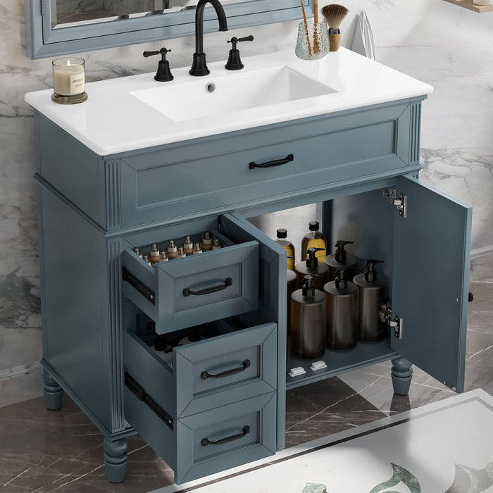 Bathroom Vanity With Sink, Freestanding Cabinet & Drawers