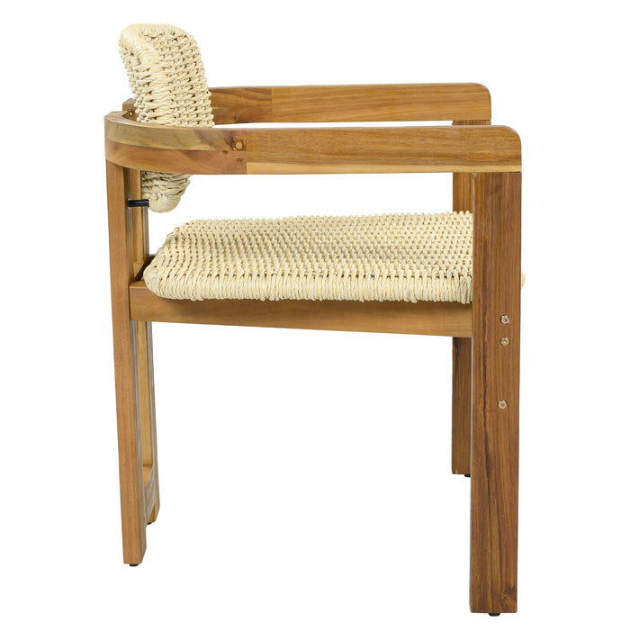Outdoor Accent Armchairs For Patio (Set of 2) - Natural / Teak