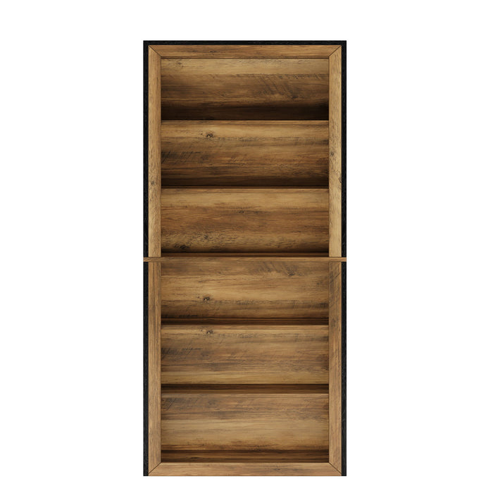 7 Tier Open Bookshelf Storage For Living Room - Black / Brown