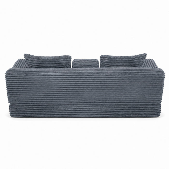 Soft Striped Convertible Sofa Bed, Dual Use Lounge Couch With Cup Holders And Pillows