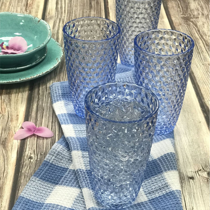 Leading Ware Diamond Cut Acrylic Drinking Glasses (Set of 4)