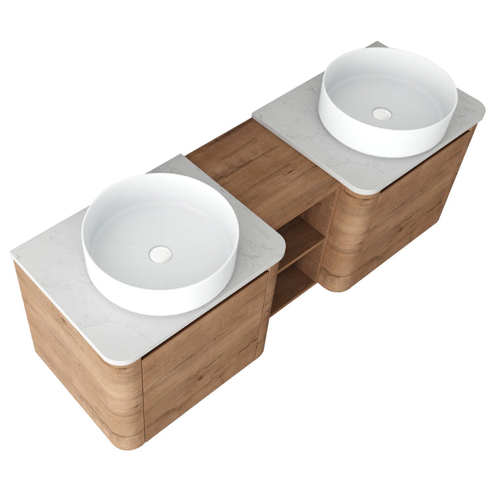 Wall Mounted Bathroom Vanity With Art Sink, 1 Storage Shelf, Soft Close Door