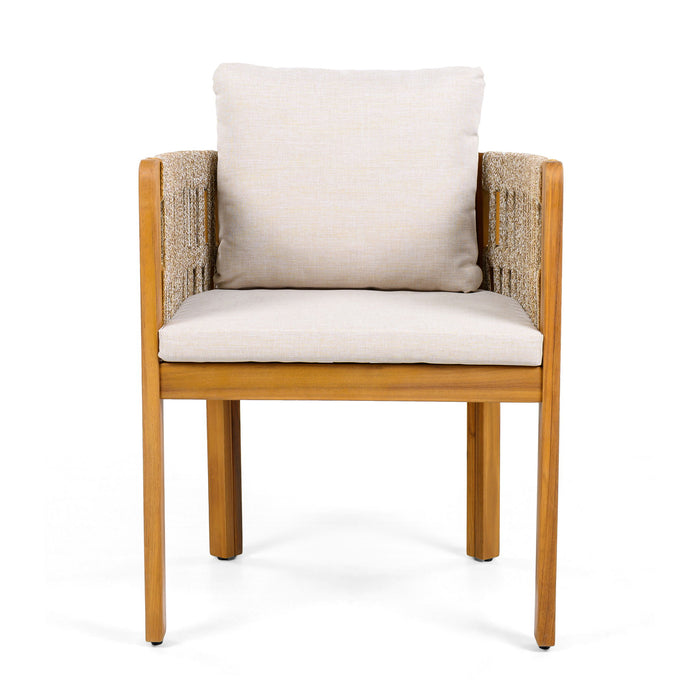 Outdoor Dining Chairs With Mix Rope Handles (Set of 2)