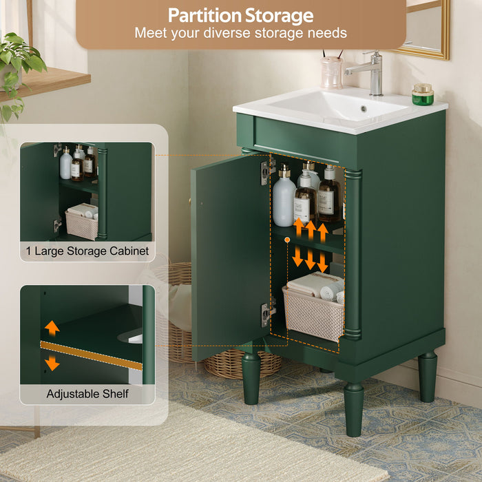 French Style Bathroom Cabinet With Sink, Adjustable Shelf