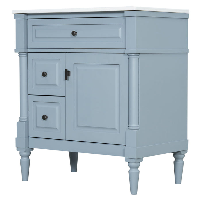 Modern Bathroom Vanity With Sink, Freestanding Cabinet With Flip Drawer & Adjustable Shelf